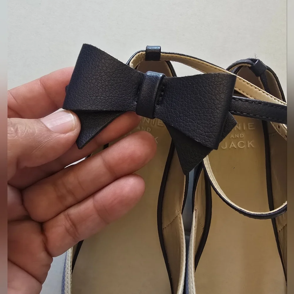 Janie And Jack Bow Strap Ballet Flat In Merchant Marine Color Size 4k